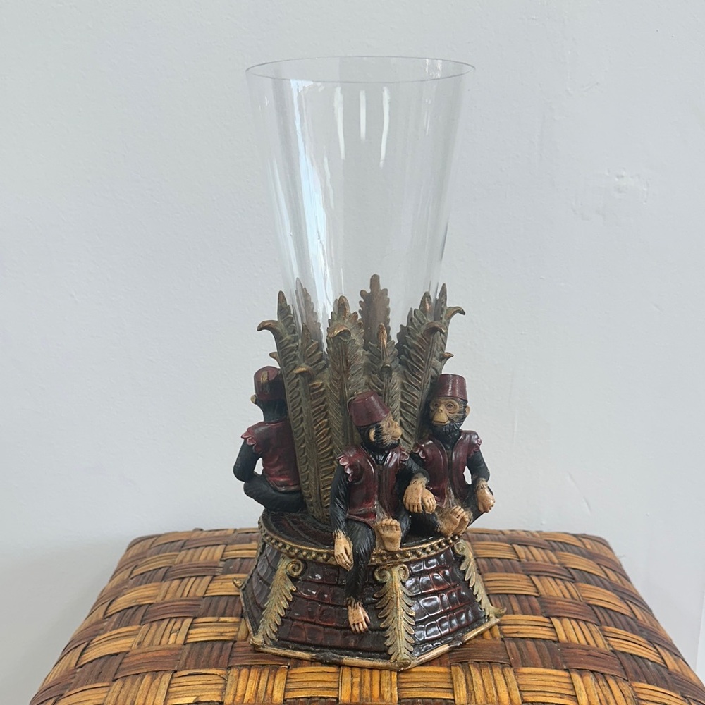 Decorative Glass with Monkey Figurines